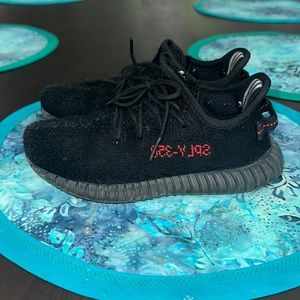 Great Shape We Outgrew TheQuickly   Black Knit Athletic Sneakers with Red Accent